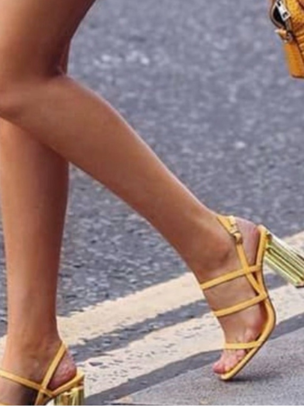 ZARA Bright yellow methacrylate wide heeled Strappy Sandles. Size 41